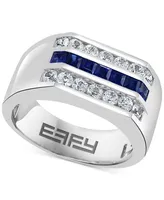 Effy Men's Blue Sapphire (7/8 ct. t.w.) & White Sapphire (1-1/4 ct. t.w.) Ring in Sterling Silver