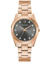 Bulova Women's Surveyor Diamond Accent Rose Gold-Tone Stainless Steel Bracelet Watch 31mm - Rose Gold