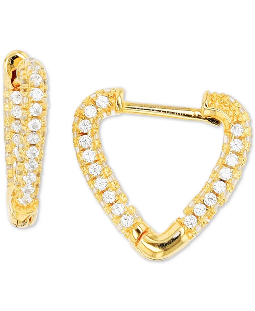 Cubic Zirconia Heart Hoop Earrings