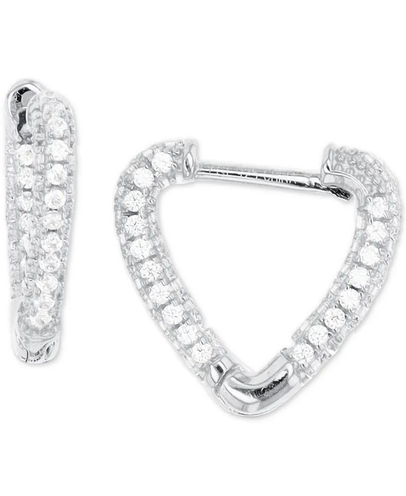 Cubic Zirconia Heart Hoop Earrings