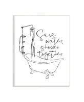 Stupell Industries Shower Together Funny Ink Drawing Bathroom Design Wall Plaque Art, 10" x 15" - Multi