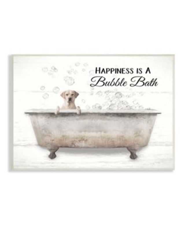Stupell Industries Happiness Is A Bubble Bath Dog In Tub Word Design Wall Plaque Art Collection
