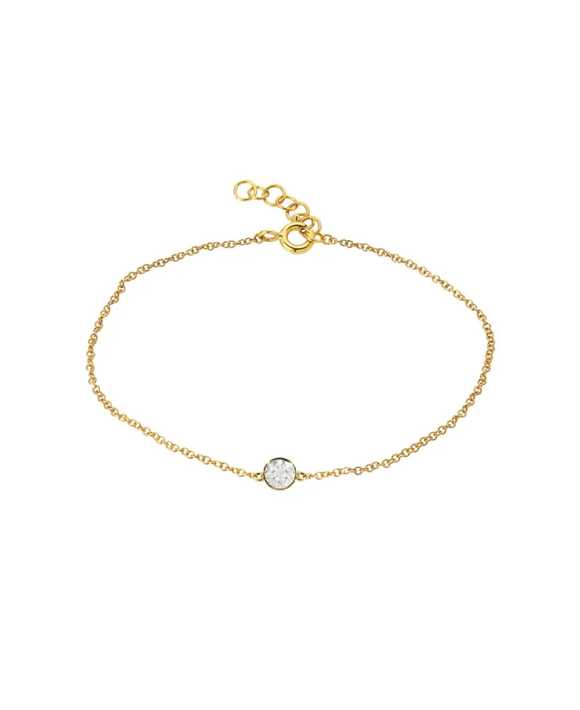 Small Bezel Diamond 14K Yellow Gold Bracelet