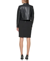 Calvin Klein Women's Faux-Leather Shrug