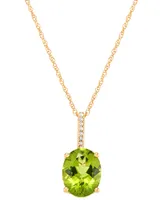 Peridot (2-3/4 ct. t.w.) & Diamond Accent Oval 18" Pendant Necklace in 14k Gold