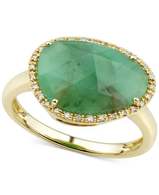 Emerald (4 ct. t.w.) & Diamond (1/10 Statement Ring 14k Gold (Also Ruby Sapphire)