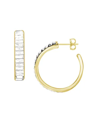And Now This Crystal Baguette Small 1" Hoop Earrings