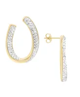 Crystal Curved Post Earring, Gold Plate and Silver 