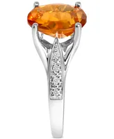 Citrine (2-1/10 ct. t.w.) & Diamond (1/20 ct. t.w.) Statement Ring in 14k White Gold