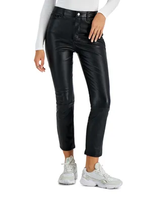Tinseltown Juniors' Faux-Leather Straight-Leg Pants, Created for Macy's