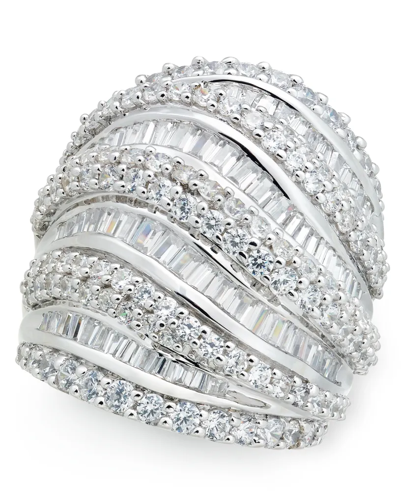 Diamond Round & Baguette Statement Ring (4 ct. t.w.) in 14k White Gold