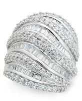 Diamond Round & Baguette Statement Ring (4 ct. t.w.) in 14k White Gold