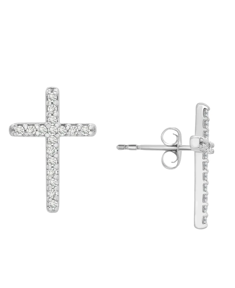 Wrapped Diamond Cross Stud Earrings (1/10 ct. t.w.) 14k Gold or white gold, Created for Macy's