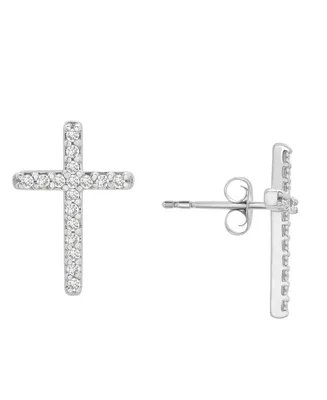 Wrapped Diamond Cross Stud Earrings (1/10 ct. t.w.) 14k Gold or white gold, Created for Macy's