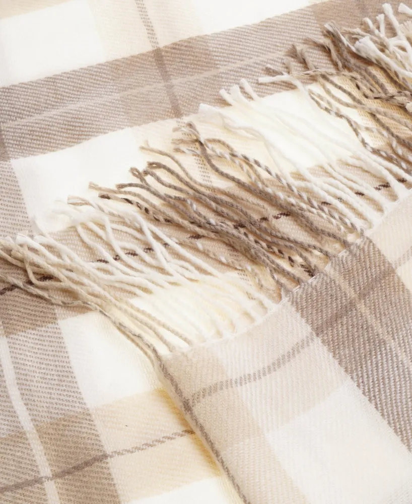 Yarn-Dyed Woven Plaid Throw with Fringe, 60" x 50"