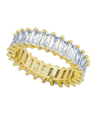 And Now This Cubic Zirconia Baguette Band Ring in Silver Plate or Gold Plate