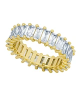 And Now This Cubic Zirconia Baguette Band Ring in Silver Plate or Gold Plate