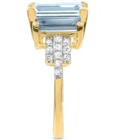 Aquamarine (3 ct. t.w) & Diamond (1/2 ct. t.w.) Ring in 14K Yellow Gold