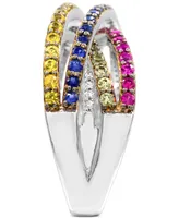 Multi- Sapphire (2-1/2 ct. t.w.) and Diamond (1/6 ct. t.w.) Ring Set in Sterling Silver