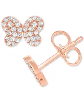 Diamond Pave Butterfly Stud Earrings (1/5 ct. t.w.) 10k White, Yellow or Rose Gold