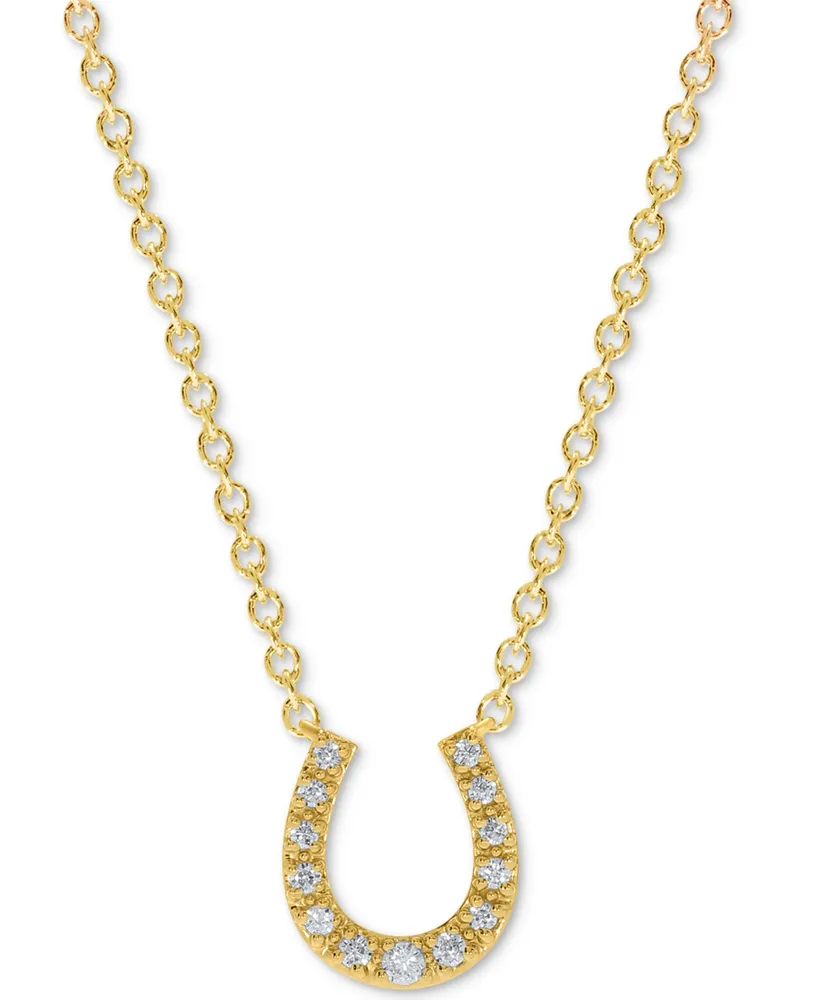 Diamond Pave Horseshoe Disc Pendant Necklace (1/10 ct. t.w.) in 10k White or Yellow Gold