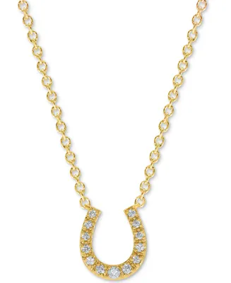 Diamond Pave Horseshoe Disc Pendant Necklace (1/10 ct. t.w.) in 10k White or Yellow Gold