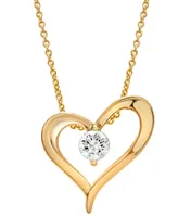 Diamond Heart Pendant Necklace (1/5 ct. t.w.) in 14k White or Yellow Gold, 16" + 4" extender