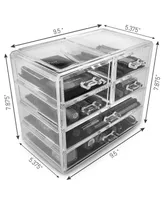 Sorbus Clear Makeup Organizer Display - Stylish Storage Case for Cosmetics, Jewelry & Hair Accessories(2 Large, 4 Small Drawers)