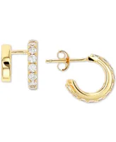 Cubic Zirconia Cuff Hoop Earrings