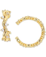 Cubic Zirconia Floral Twisted Ear Cuffs