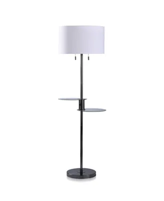 2 Tier Convenient Swivel Glass Tables Floor Lamp
