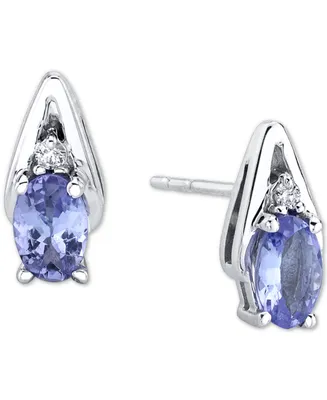 Tanzanite (5/8 ct. t.w.) & Diamond Accent Stud Earrings in 14k White Gold