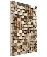 Empire Art Direct 'Textured 1' Metallic Handed Painted Rugged Wooden Blocks Wall Sculpture - 48" x 30"