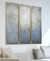 Empire Art Direct Silver Ice 3-Piece Textured Metallic Hand Painted Wall Art Set by Martin Edwards, 60" x 20" x 1.5"