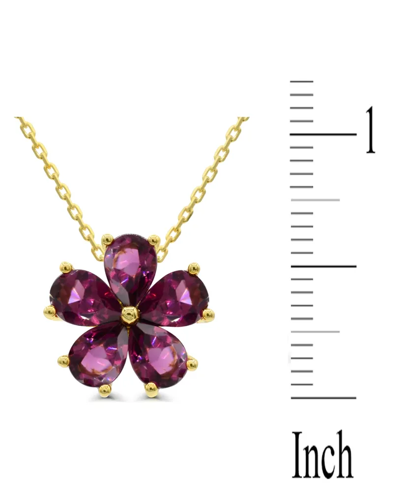 Rhodolite Garnet Flower 18" Pendant Necklace (3-3/4 ct. t.w.) in 14k Gold-Plated Sterling Silver