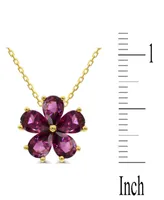 Rhodolite Garnet Flower 18" Pendant Necklace (3-3/4 ct. t.w.) in 14k Gold-Plated Sterling Silver