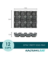 Rachael Ray Solid Glaze Ceramics Egg Tray, 12-Cup