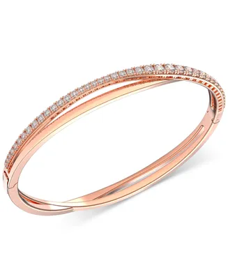 Swarovski Rose Gold-Tone Crystal Intertwining Double-Row Bangle Bracelet