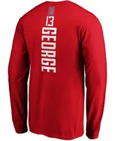 Men's Paul George Red La Clippers Team Playmaker Name and Number Long Sleeve T-shirt