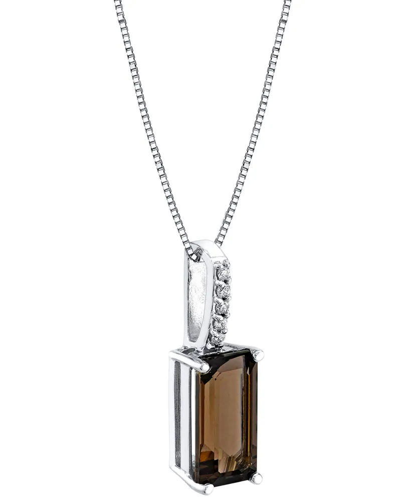 Smoky Quartz (3-1/5 ct. t.w.) & Diamond (1/20 ct. t.w.) 18" Pendant Necklace in Sterling Silver