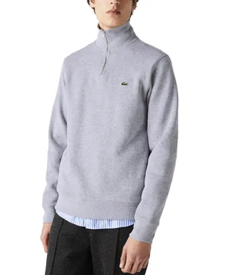 Lacoste Men's Solid Quarter-Zip Interlock Ribbed Sweatshirt
