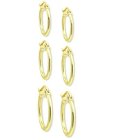 Giani Bernini 3-Pc. Set Polished Round Hoop Earrings, Created for Macy's