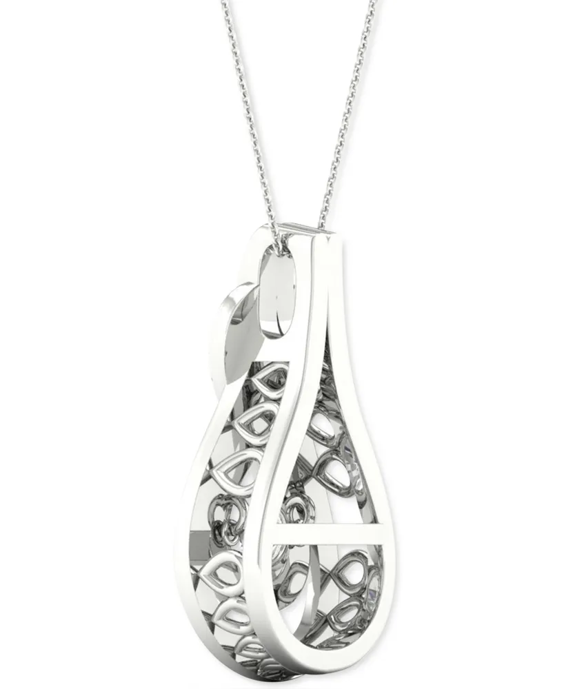 Twinkling Diamond Star Diamond Infinity Teardrop 18" Pendant Necklace (1/5 ct. t.w.) in 10k White Gold