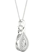 Twinkling Diamond Star Diamond Teardrop Halo 18" Pendant Necklace (1/4 ct. t.w.) in 10k White Gold