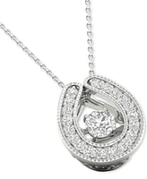 Twinkling Diamond Star Diamond Horseshoe 18" Pendant Necklace (1/4 ct. t.w.) in 10k White Gold