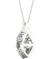 Twinkling Diamond Star Diamond Wishbone 18" Pendant Necklace (1/4 ct. t.w.) in 10k White Gold