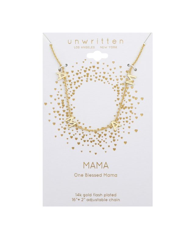 Gold Flash Plated "Mama" Station Pendant Necklace
