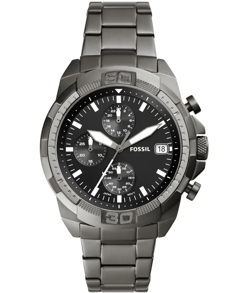 Fossil Men's Bronson Chronograph Gray Stainless Steel Bracelet Watch 44mm