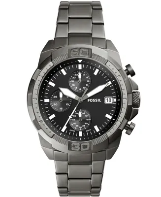 Fossil Men's Bronson Chronograph Gray Stainless Steel Bracelet Watch 44mm
