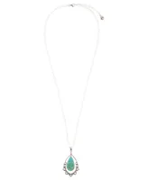 Barse Bazaar Sterling Silver and Genuine Turquoise Pendant on Chain Necklace